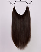 Hairband 5N – Halo hair extensions in medium natural brown; fuller & longer hair in 60 seconds; 40cm/16 inch. 100% Remy hair, gentle extensions.