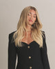 Vera Wig 40 cm light blonde with natural dark roots, hand-tied 100% Remy human hair on HD lace, shown on model to see how natural the wig look and the movement of the hair.